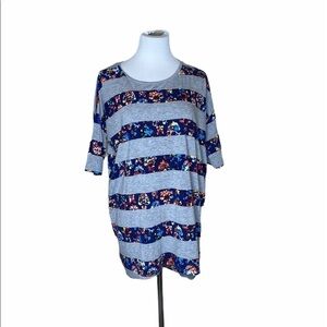 SALE Lularoe Irma Gray Stripe Floral Tunic